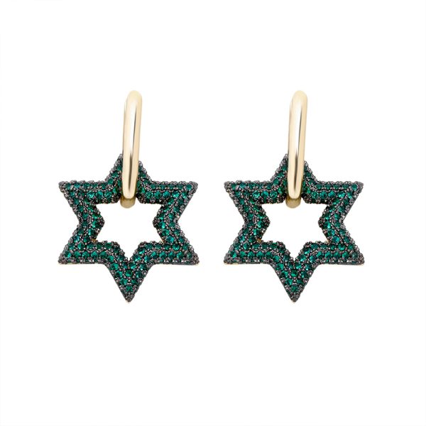 Green Iced Star Earrings - Giventtie