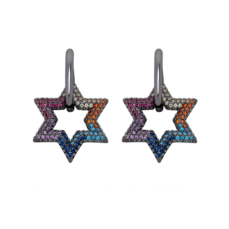 Multi Iced Star Earrings - Giventtie