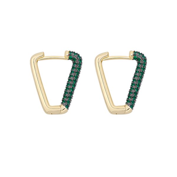 Green Iced Trapezoid Earrings - Giventtie