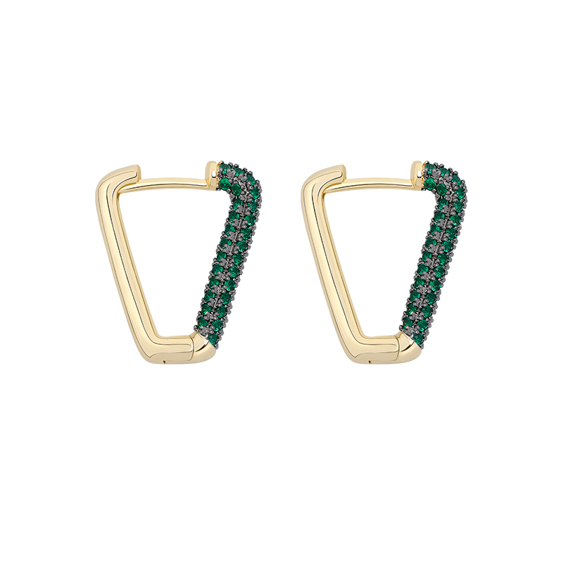 Green Iced Trapezoid Earrings - Giventtie
